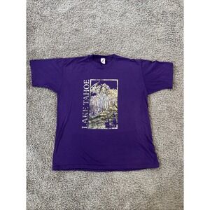 Lake Tahoe Shirt Women's Size XL Purple Short Sleeve Single Stitch